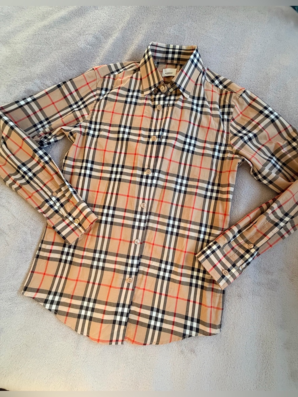 Burberry Classic Plaid Button-Down Shirt Beige/Black/Red Size S